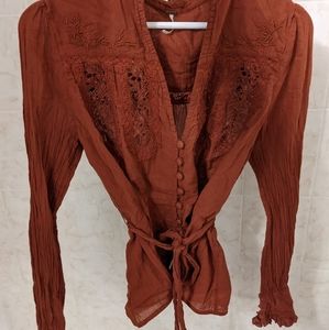 FREE PEOPLE Boho Embroidered Blouse